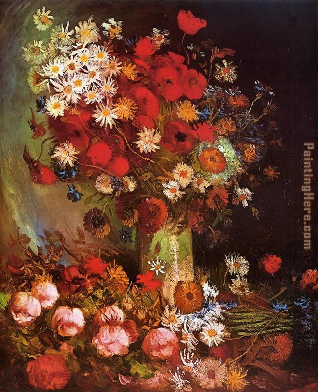 Vincent van Gogh Vase with Poppies Cornflowers Peonies and Chrysanthemums
